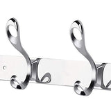 Arplis Wall Mounted Hooks, Stainless Steel Rack Wall Hanger with 6 Double Hooks Design, Coat Towel Rail Hook for Foyer, Hallways, and Bedrooms