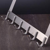 Arplis Over The Door Hook Hanger, Stainless Steel Heavy-Duty Organizer Rack for Coat, Towel, Bag, Robe - 6 Hooks