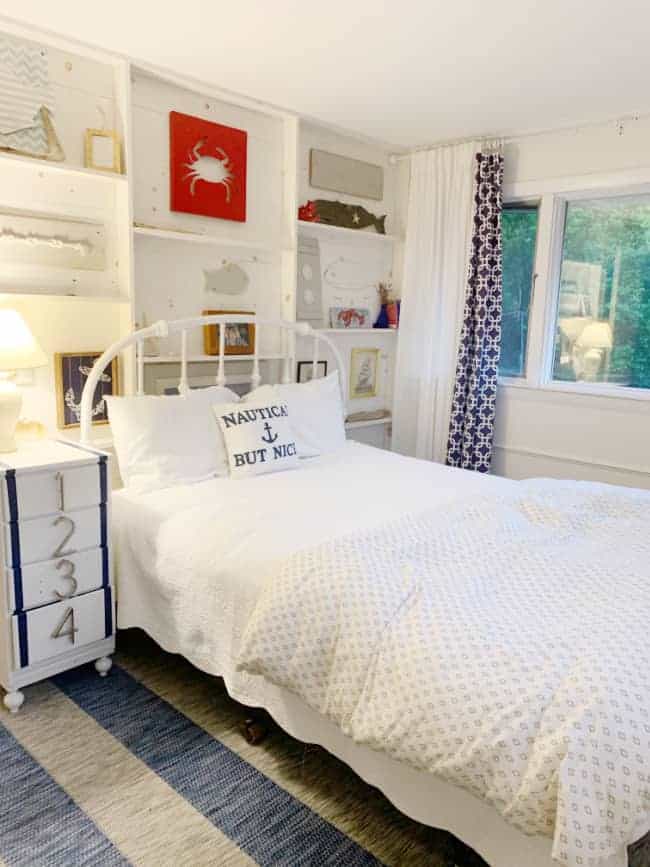 Blue and White Beach Bedroom Makeover