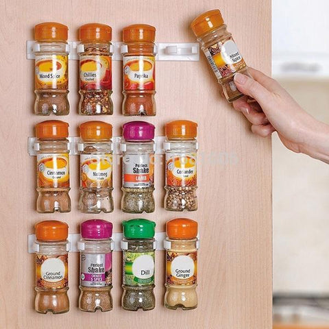 Portable Cabinet Spice Wall Rack Storage Plastic Kitchen Organizer Door Hooks
