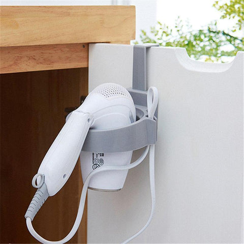 Door Hook Ring Portable Bathroom Hair Dryer Stand Organizer Hairdryer Holder Rack Plastic For Home