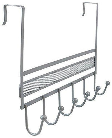 DecoBros Over The Door 6 Hook Organizer Rack - Silver