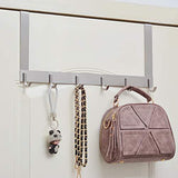 Arplis Over The Door Hook Hanger, Stainless Steel Heavy-Duty Organizer Rack for Coat, Towel, Bag, Robe - 6 Hooks