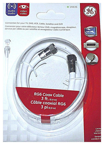 3 ft. White RG6 Coaxial Cable