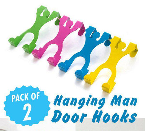 Pack of 2 Stainless Steel Hanging Man Door Hook Drawer Desk Cute Convenient Easy