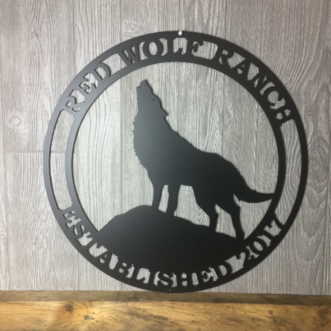 Metal Personalized Wolf Ranch Farm Sign