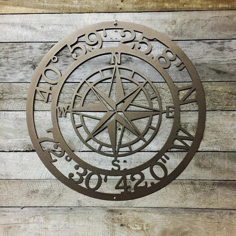 Personalized Nautical Compass GPS Coordinate Address Sign