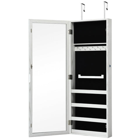 Lockable Wall/Door Mounted Jewelry Cabinet with Mirror